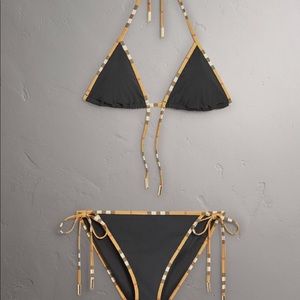 Burberry check trim triangle bikini